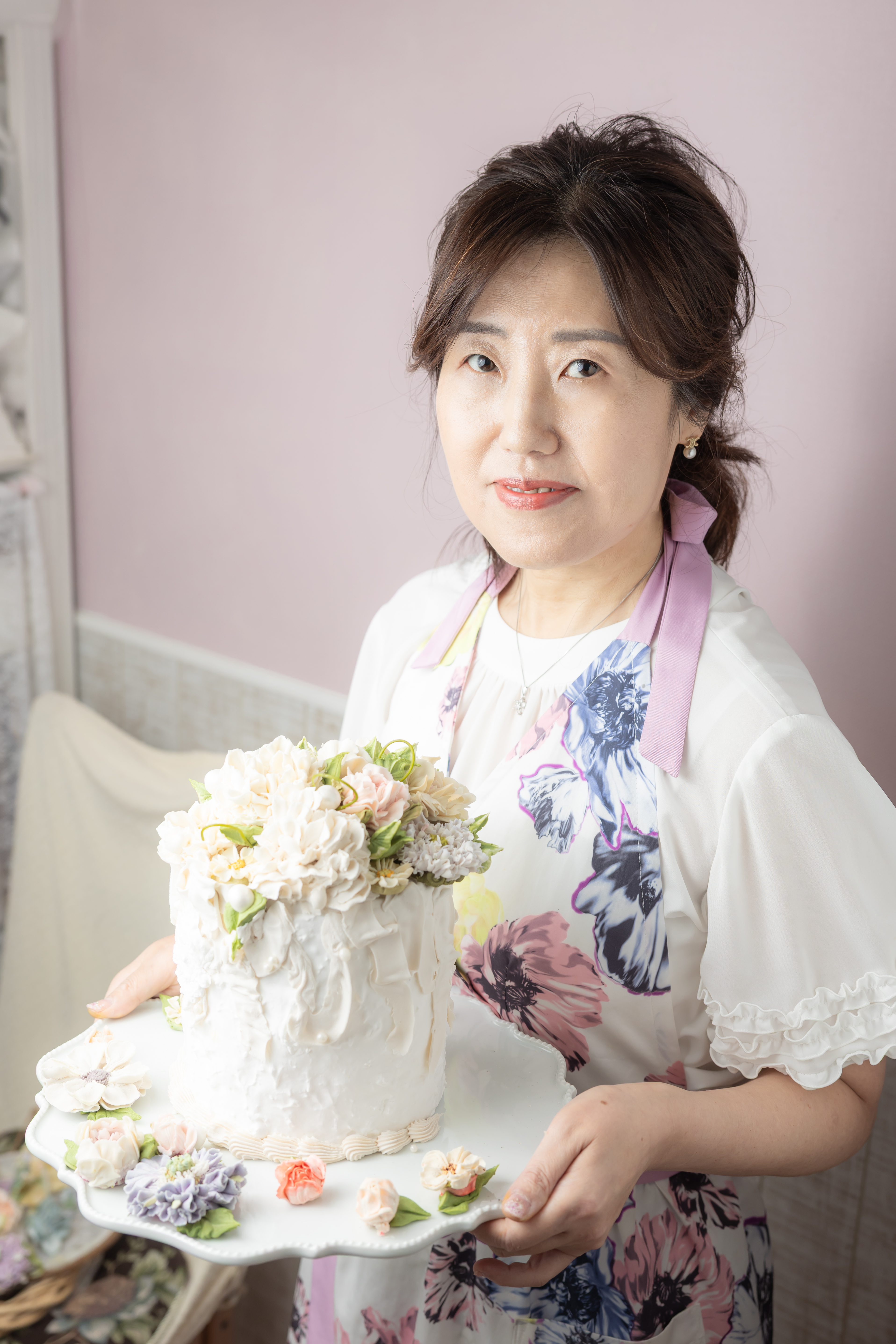 世界観フォトプロデュース お花絞りケーキ